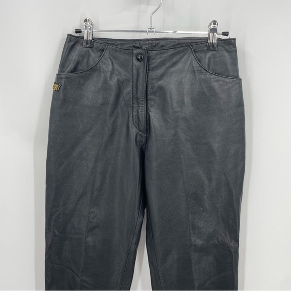 Harley Davidson Black Leather Pants Sz 2 Inseam 30.5” moto biker - Picture 4 of 11